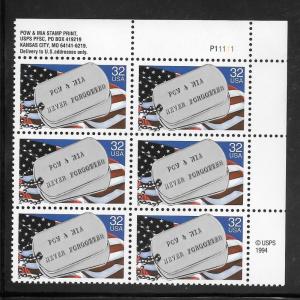 #2966 MNH Plate & Copy Block of 6