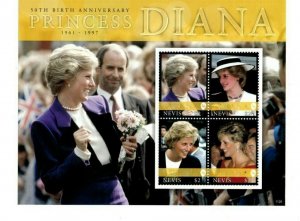 Nevis - 2011 -  Princess Diana - Sheet of 4 Stamps - Scott #1677 - MNH