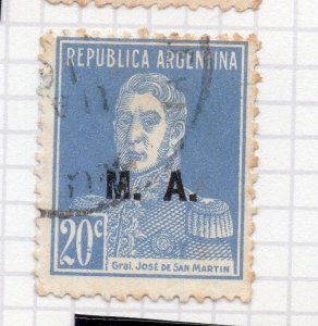 Argentina 1924 Early Official MA Optd Issue Fine Used 20c. 188425
