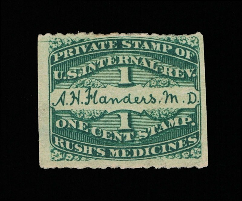 GENUINE #RS87d PRIVATE DIE A.H. FLANDERS MEDICINE ON WMK-191R PAPER #14447