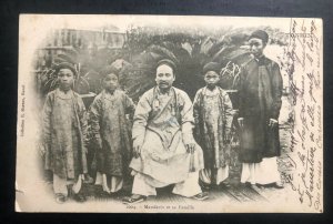 1904 Tonkin Vietnam Indochina Cochina RPPC Postcard Cover To France Mandarin Fam