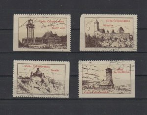 Czechoslovakia-  Group of 4 Landmarks Tourism Advertising Stamps - NG