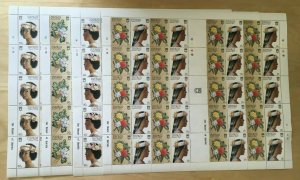 FULL SHEETS Tuvalu 1987 SC 443-6 - Headdresses and Flowers- 4 Sheets of 20 - MNH