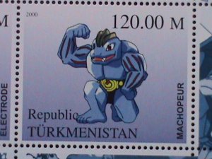 ​TURKMENISTAN-STAMP POKEMON CARTOON MNH STAMP:MINI SHEET RARE #2 VERY RARE