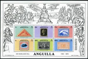 Anguilla 354a, MNH. Mi Bl.25. Sir Rowland Hill, 1979. Zeppelin, Plane, Stamps.