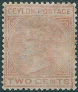 Ceylon 1883 SG146 2c pale brown QV crown over CA wmk toned perfs MNG (amd)