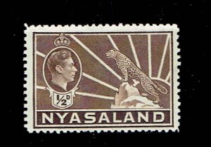 RHODESIA NYASALAND SCOTT#54A 1942 KING GEORGE VI AND LEOPARD - MNH