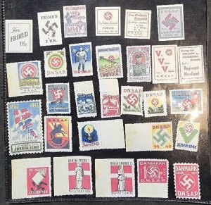 DNSAP WW2 WWII Danish Denmark Third Reich Nazi Party stamps vignettes set