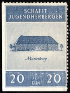 Vintage Germany Charity Poster Stamp 20 Pfennig Create Youth Hostels Marienburg