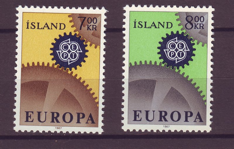 J25462 JLstamps 1967 iceland set mnh #389-90 europa