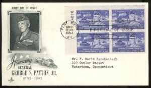 U.S. #1026 FDC F-VF PL# BLOCK OF 4