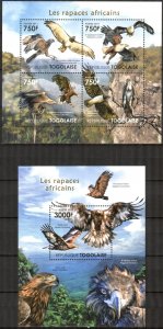 Togo 2011 Birds Raptors Sheet + S/S MNH