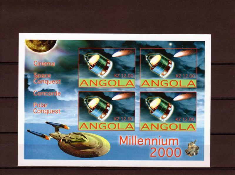 Angola 2001 M.Monroe/Giotto Halley's Comet 4 Sheetlets Imperforated MNH VF