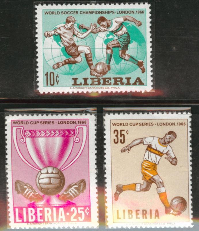 LIBERIA Scott 444-6 MNH** 1965 World Cup set