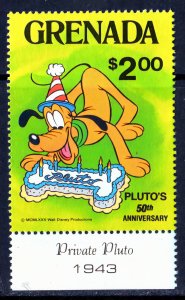 Grenada 1981 Sc#1031 PLUTO DISNEY CHARACTER Single MNH