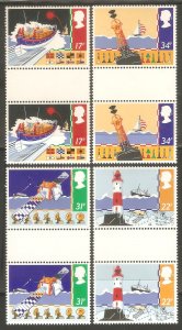 GREAT BRITAIN Sc# 1107 - 1110 var MNH FVF Set of 4 x Gutter Pair Safety at Sea