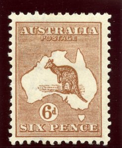 Australia 1923 Roo 6d chestnut MLH. SG 73. Sc 49.