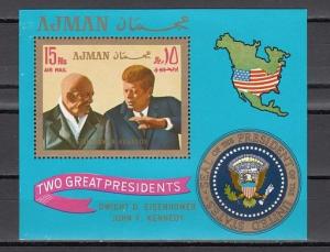 Ajman, Mi cat. 628, BL216 A. Presidents Eisenhower and John Kennedy s/sheet. ^
