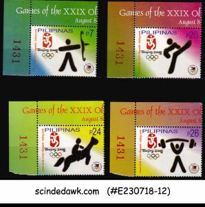 PHILIPPINES - 2008 SUMMER OLYMPIC GAMES BEIJING - 4V MNH CORNER STAMPS