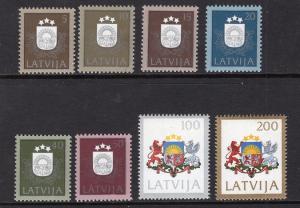 Latvia   #300-307  MNH  1991   National Arms