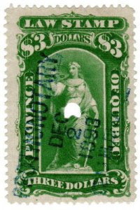 (I.B) Canada Revenue : Quebec Law Stamp $3 (1893) 