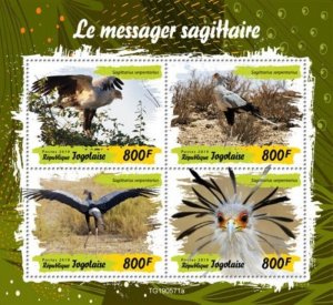 Togo - 2019 Secretarybird on Stamps - 4 Stamp Sheet - TG190571a