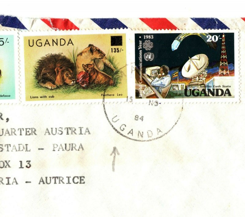 UGANDA Cover INFLATION SURCHARGE Franking Masaka Missionary 1984{samwells}EB171