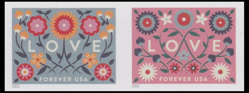 US 5660a-5661a 5661c Love imperf NDC horz pair MNH 2022