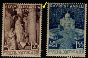 Vatican Scott 143-144 MH*  stamp set each Thinned