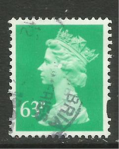 GB 1996 QE2 63p Light Emerald Machin used SG Y1732 ( H574 )