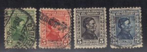 URUGUAY SCOTT #353,356,357,363 USED    1928-43