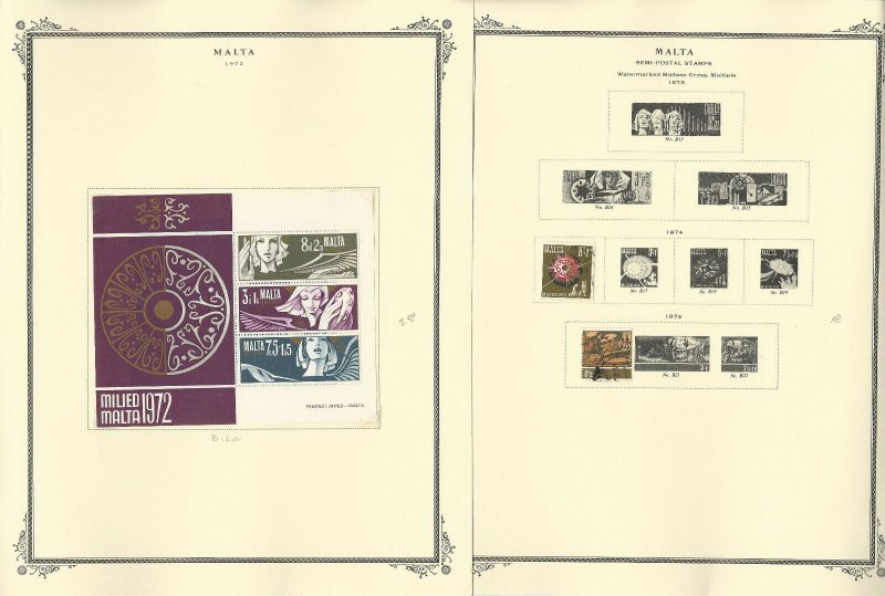 Malta Stamp Collection on 18 Scott Specialty Pages, 1918-1991 BOB, JFZ