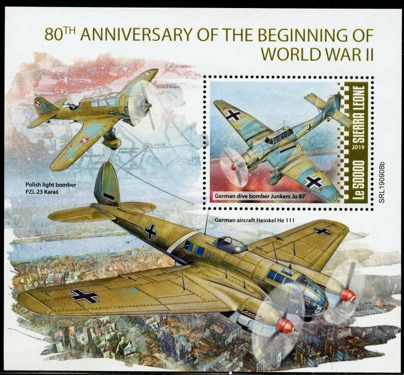 SIERRA LEONE 2019 80th ANNIVERSARY OF THE START OF WORLD WAR II  S/SHEET MINT NH