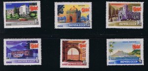 RESORT HOTELS, CRUISE LINER = Set of 6 Russia 1966 Sc 3226-31; Mi 3241-32 MNH