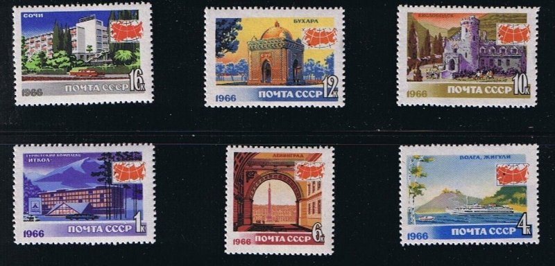 RESORT HOTELS, CRUISE LINER = Set of 6 Russia 1966 Sc 3226-31; Mi 3241-32 MNH