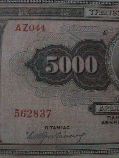 ​GREECE-1932-BANK OF GREECE -5000 DRACHMAI-LT-CIRCULATED-VF-92 YEARS OLD