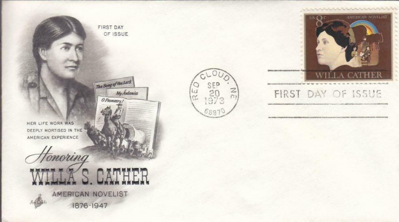 1973, Honoring Willa S. Cather, Artcraft, FDC (D13578)