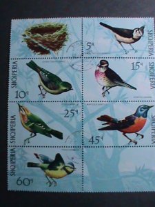 ALBANIA STAMP-1971 BEAUTIFUL COLORFUL LOVELY BIRDS USED BLOCK-RARE-VERY FINE