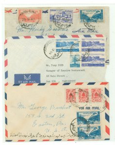 Lebanon  Covers (3) from Independence Era. Fine stamps. 1 roughly opened.
