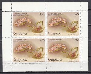 Guyana, Scott cat. 1080. Orchid 150 value. Sheet of 4.