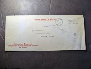 1941 Canada OHMS Cover Ottawa Ontario to Farnham Quebec Internment Operations