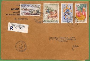 ZA1880 -  LAOS - Postal History - Registered COVER to USA - 1962