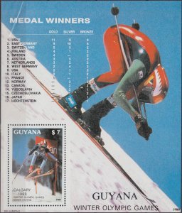 Guyana 1988 MNH Stamps Souvenir Sheet Sport Olympic Games Skiing