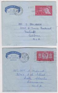 GB 1956-61 PS AEROGRAMMES Michel LF8 & LF10 ENTIRES TO USA F,VF €23.00