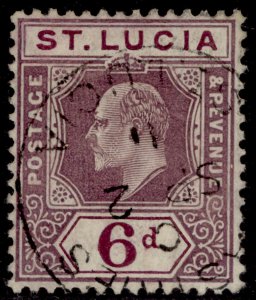 ST. LUCIA EDVII SG72b, 6d dull purple & violet, VFU. Cat £55. CDS CHALKY
