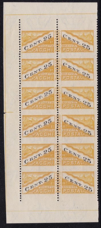 1946 San Marino, Packs Post N°19 / Iic 25c. Yellow And Black MNH / Color Stripe