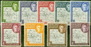 Falkland Is Dep 1948 Thin Maps Set of 9 SGG9-G16 Fine LMM 