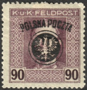 Poland #40  Unused - Austria Stamp Overprinted (1918)