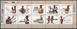 South Africa Stamps 2011 MNH Rare Musical Instruments Music Cultures 10v M/S