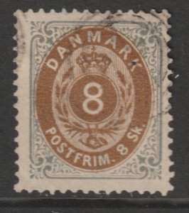 1871 Denmark - Sc 19 - used VF - 1 single - Numerals